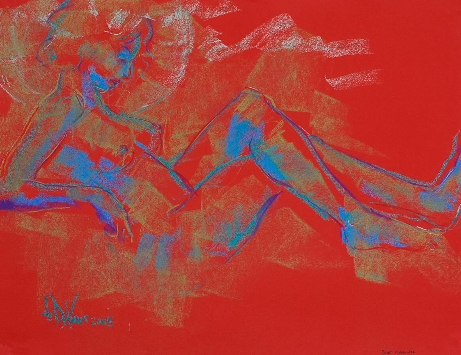 1598x1232 Blue Madonna Andrew Devries Figurative Bronze Sculpture - Blue Madonna Painting