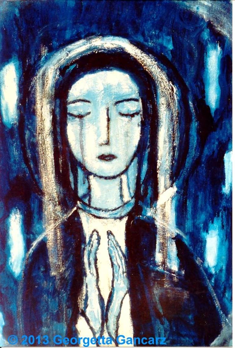 770x1138 Saatchi Art Blue Madonna Painting By Georgetta Gancarz - Blue Madonna Painting