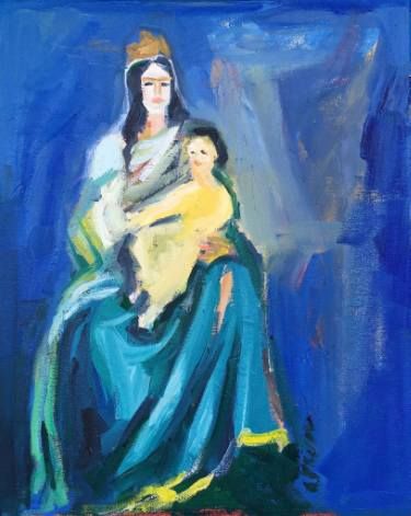 375x471 Blue Madonna Painting By Arun Prem Madonna, Buy Prints - Blue Madonna Painting