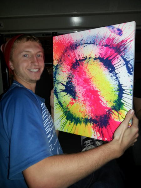 450x600 Matt Koth On Twitter Me And My Painting That They Gave Me - Blue Man Group Painting