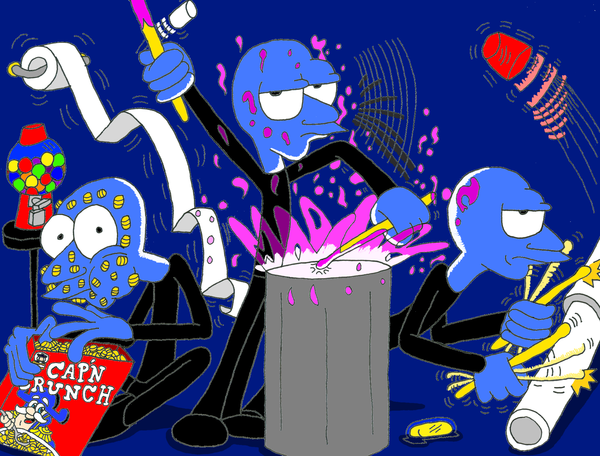 600x456 Blue Man Group By Maniacaldude - Blue Man Group Painting