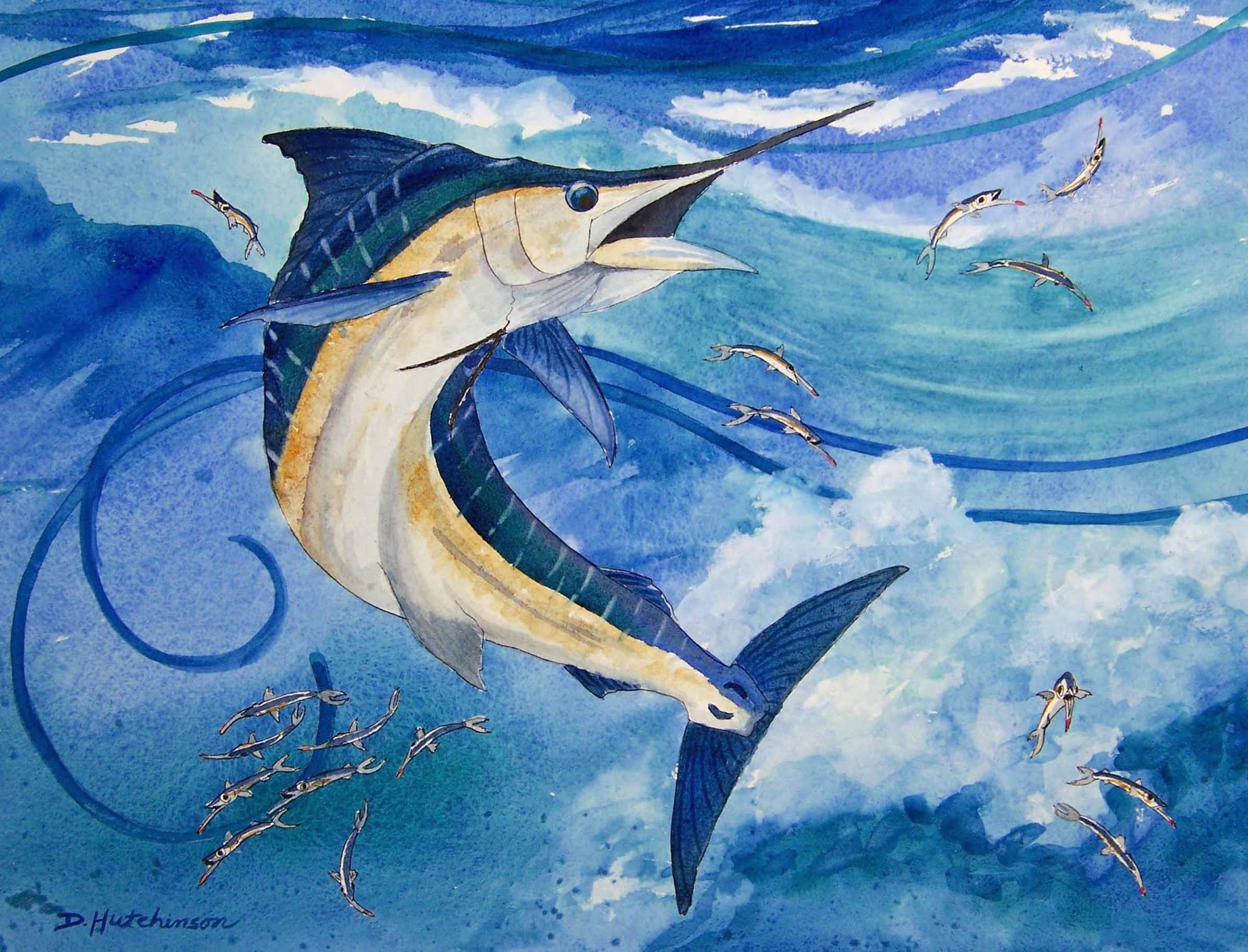 1600x1221 Diane's Art Stuff Marlin Painting For Client - Blue Marlin Painting