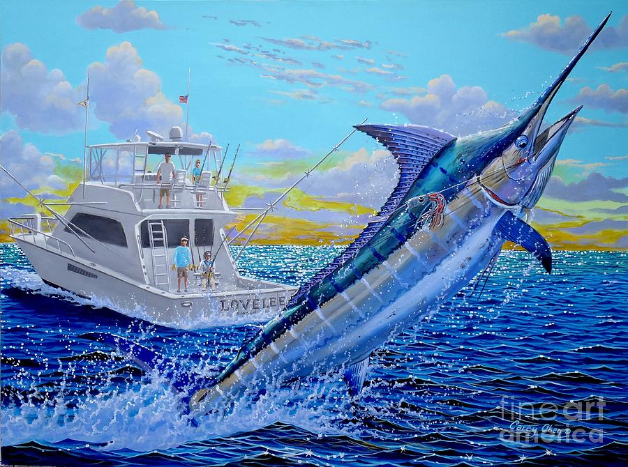 900x670 Viking Marlin Painting By Carey Chen - Blue Marlin Painting