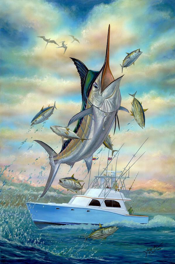 599x900 Waterman Painting By Terry Fox - Blue Marlin Painting