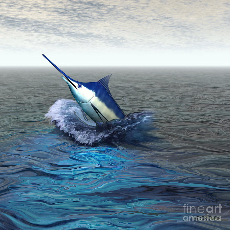 900x900 Blue Marlin Painting By Corey Ford - Blue Marlin Painting