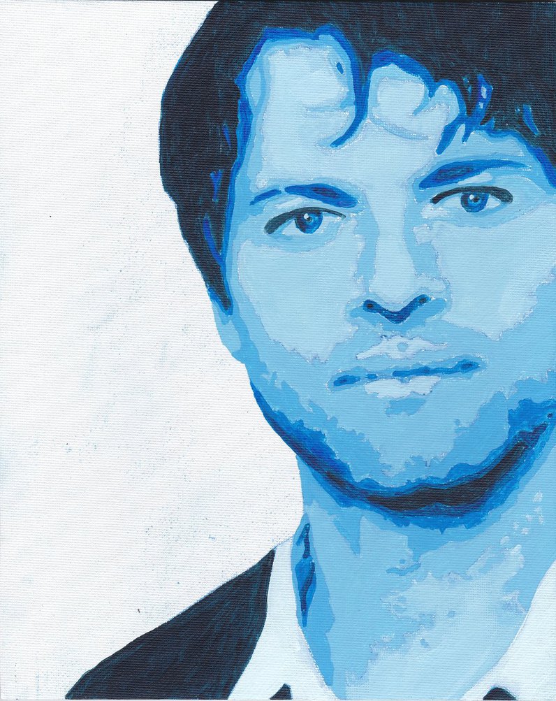 796x1003 Misha Collins (Monochromatic Painting) By Starfire808 - Blue Monochromatic Painting