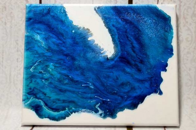 628x418 Sea Of Blues, A Monochromatic Dirty Pour Abstract Painting - Blue Monochromatic Painting