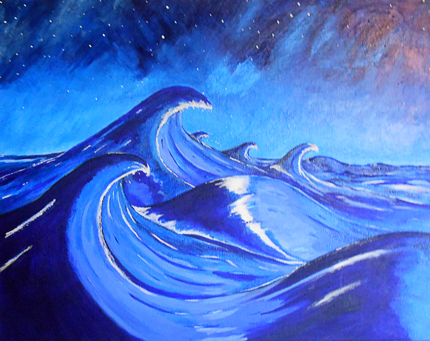 850x674 Waves, One Of My Favorite Paintings - Blue Monochromatic Painting
