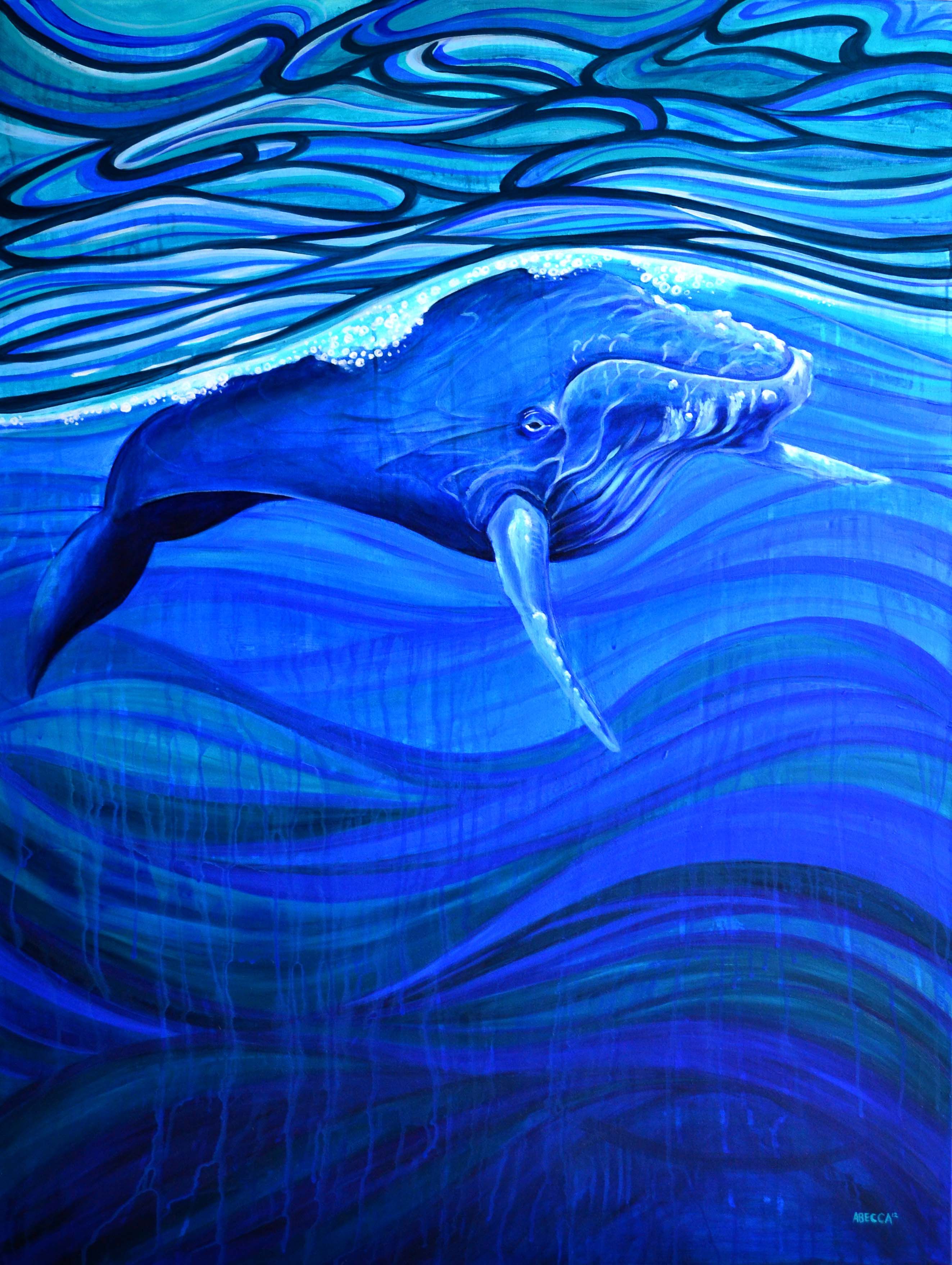 2646x3516 Big Blue For Blog1.jpg Cards Whale - Blue Monochromatic Painting