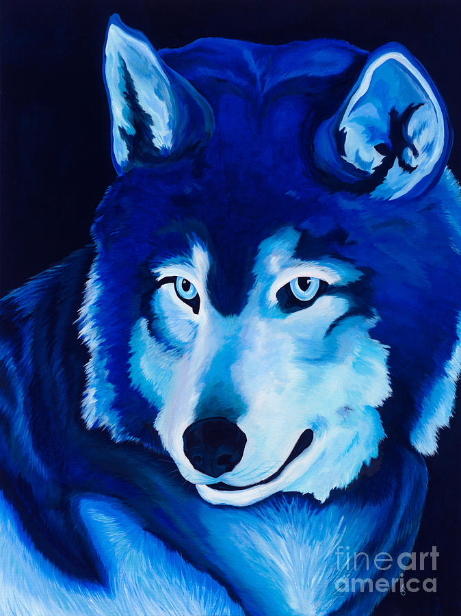 674x900 Cerulean Shadows Painting By Anastasia Smith - Blue Monochromatic Painting