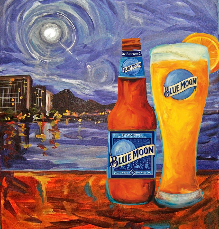 900x940 Murals - Blue Moon Beer Painting