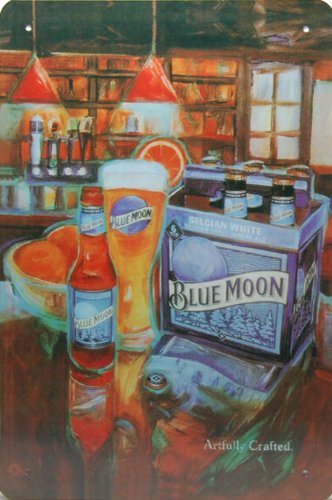 332x500 Blue Moon Beer, Metal Tin Sign, Art Retro Style Wall Ornament - Blue Moon Beer Painting