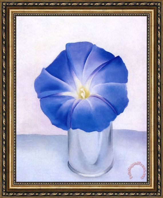 570x693 Georgia O'Keeffe Blue Morning Glory Framed Painting For Sale - Blue Morning Glories Painting