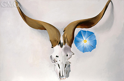 400x264 Ram's Head, Blue Morning Glory O'Keeffe Painting Reproduction - Blue Morning Glories Painting