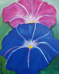 226x284 Sips Amp Serendipity Morning Glory A La Georgia O'Keeffe Main - Blue Morning Glories Painting