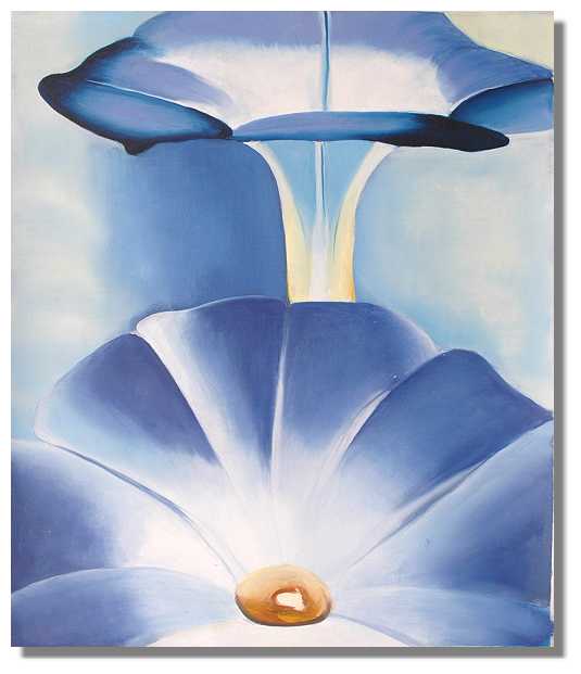 535x621 Blue Morning Glory Flower Painting Modern Art - Blue Morning Glories Painting