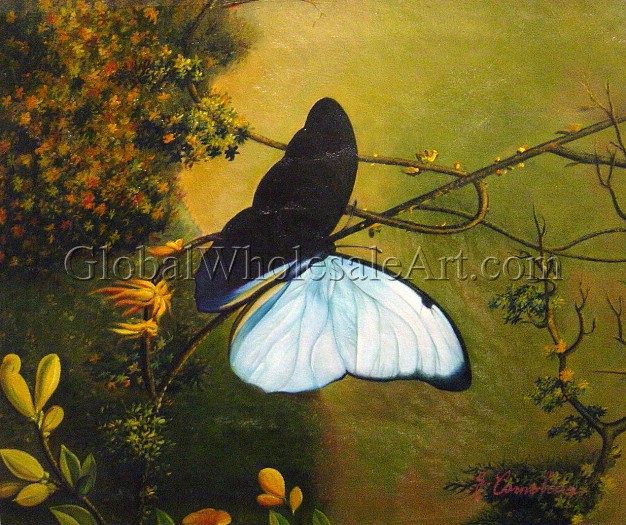 626x525 Martin Johnson Heade - Blue Morpho Butterfly Painting