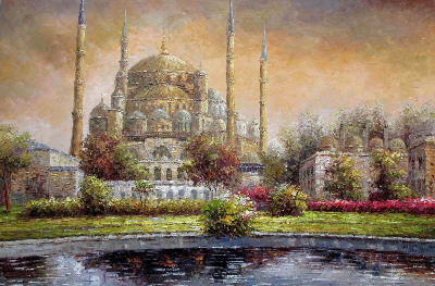 400x263 The Blue Mosque, Istanbul, Oil On Canvas. Unsigned, C1990. - Blue Mosque Painting