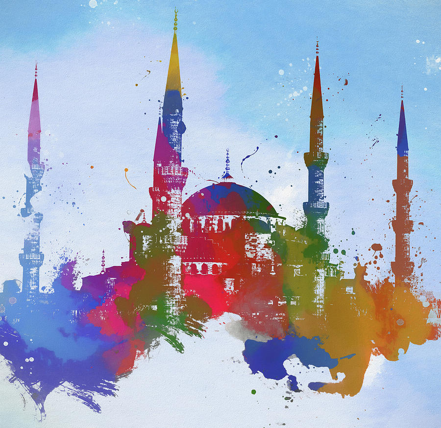 900x874 The Blue Mosque Painting By Dan Sproul - Blue Mosque Painting