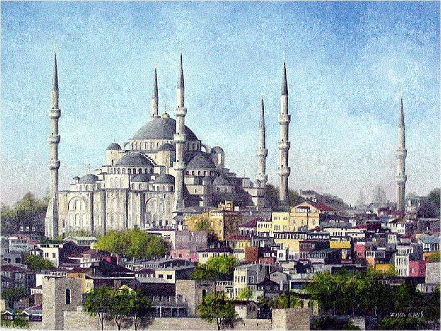 873x657 Blue Mosque Painting By Ziya Eris - Blue Mosque Painting