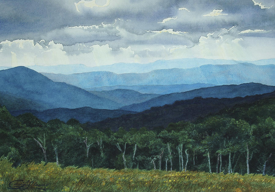 900x630 Blue Ridge From Grassy Bald Study Painting By Craig Gallaway - Blue Mountain Painting