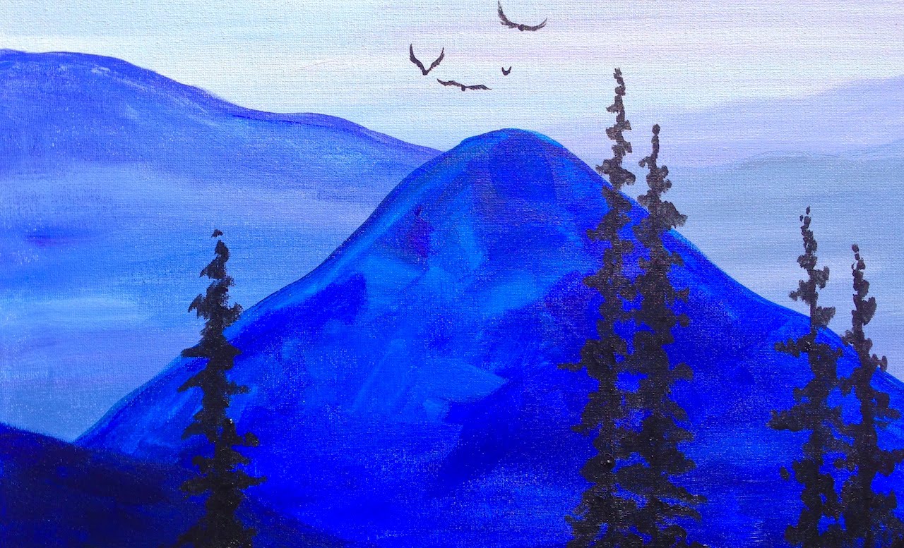 1280x777 Paint It Blue Easy Mountains Acrylic Tutorial Asl - Blue Mountain Painting