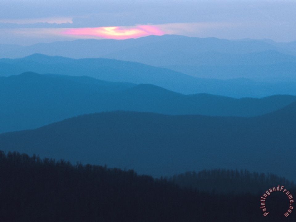 960x720 Raymond Gehman Twilight Covers The Ridges Of The Blue Ridge - Blue Mountain Painting