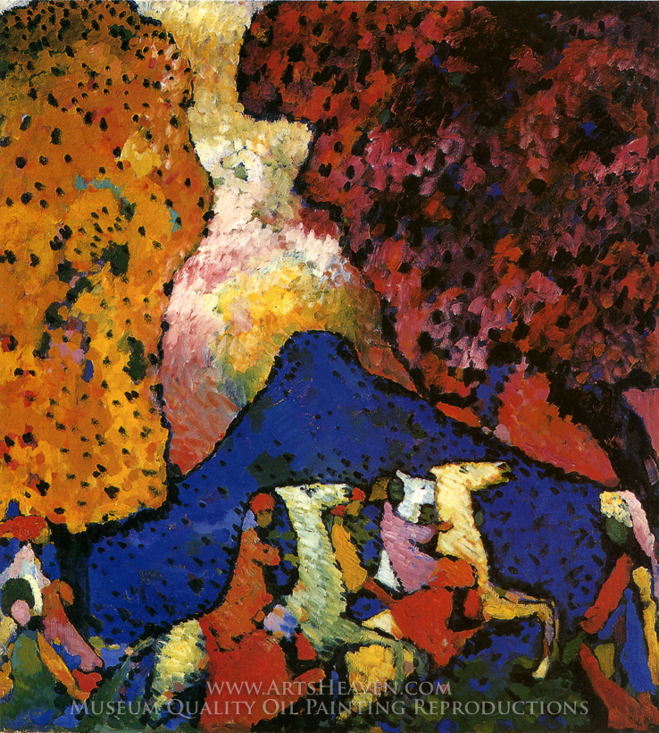 738x820 Reproduction Painting Wassily Kandinsky The Blue Mountain, Hand - Blue Mountain Painting
