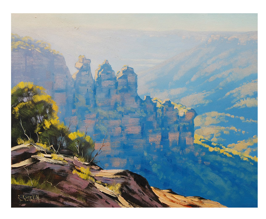 863x711 Three Sisters Painting Blue Mountains Painting Australian - Blue Mountain Painting