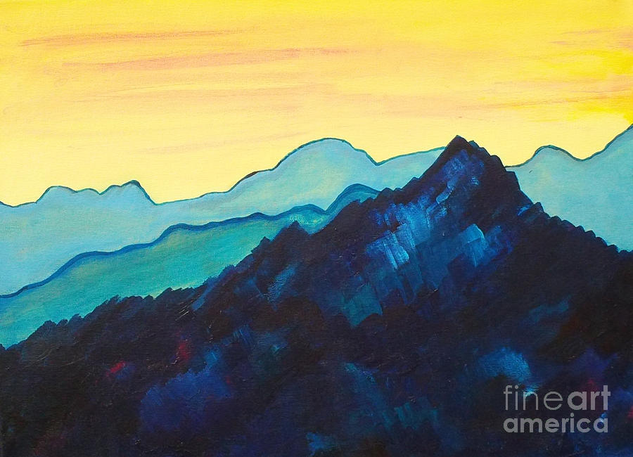 900x650 Blue Mountain Ii Painting By Silvie Kendall - Blue Mountain Painting
