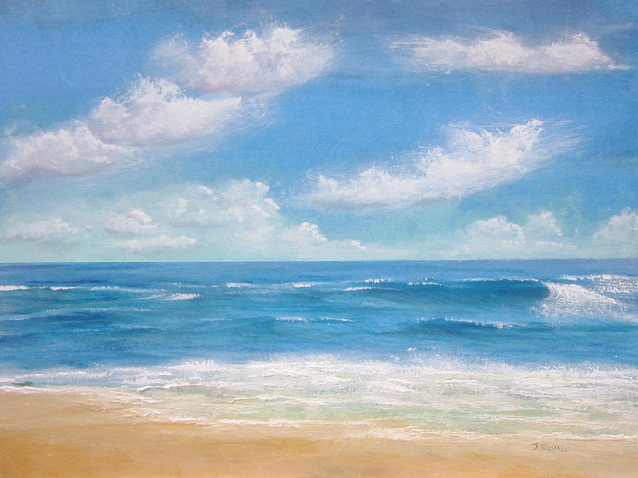 900x675 Blue Sea Painting By Jim Romeo - Blue Ocean Painting