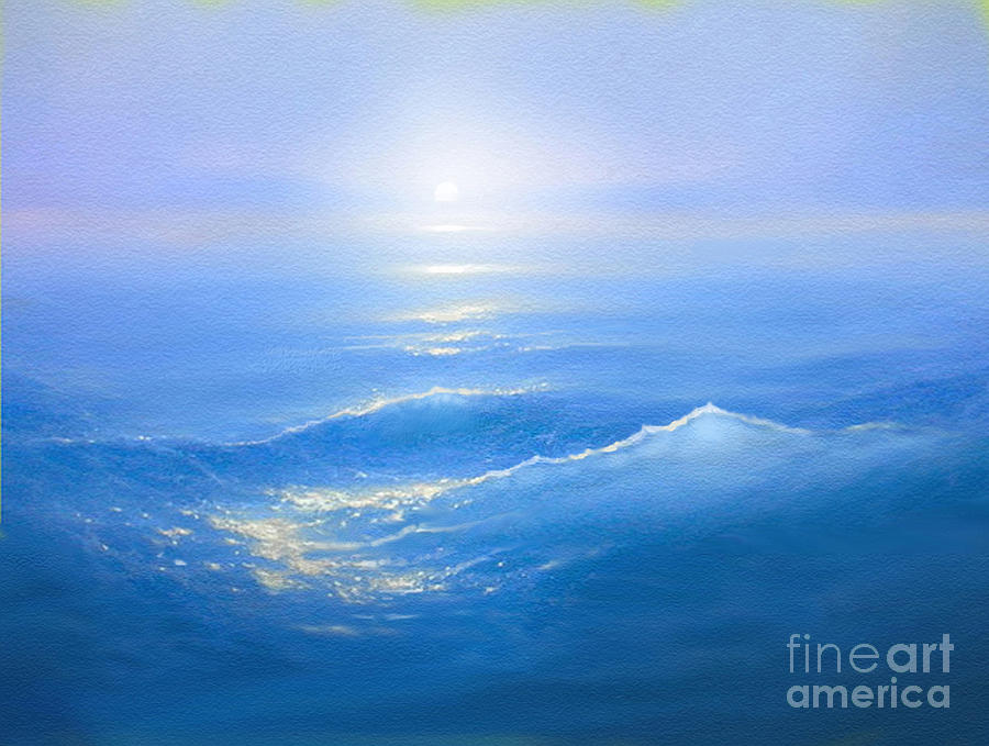 900x679 Blue Blue Sea Painting By Robert Foster - Blue Ocean Painting