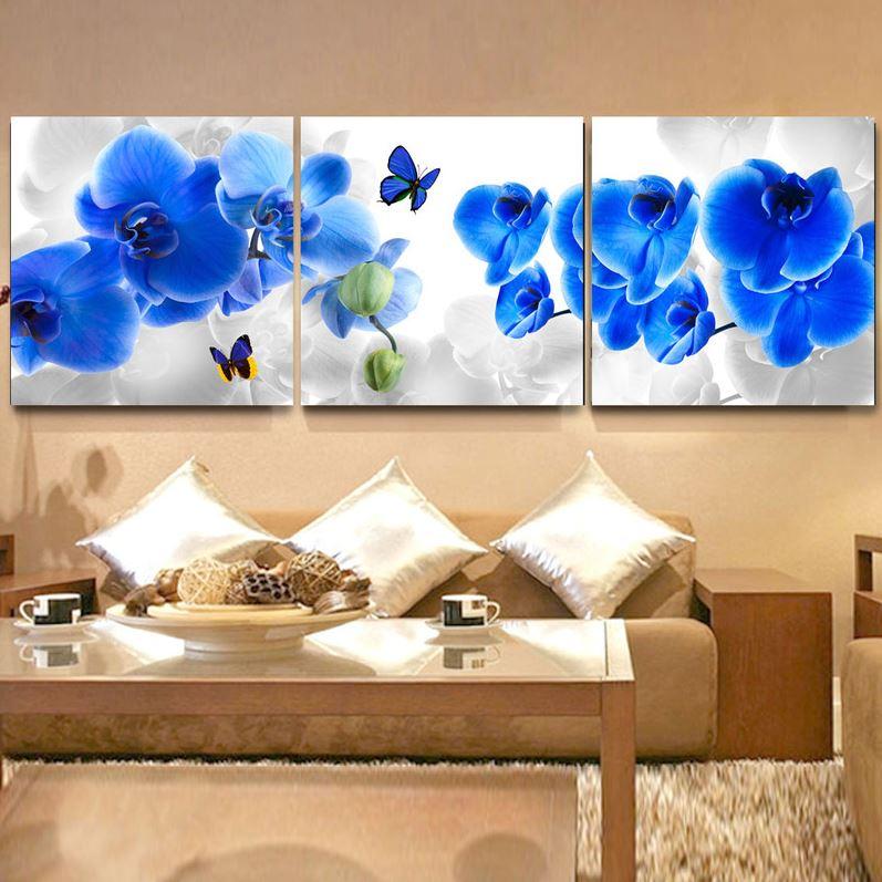 797x797 Modern Wall Oil Painting Bedroom Decor Blue Orchid Flower Wall Art - Blue Orchid Painting