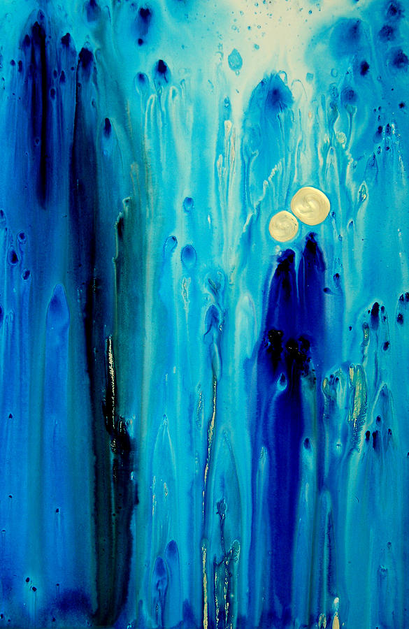 585x900 Never Alone Painting By Sharon Cummings - Blue Painting