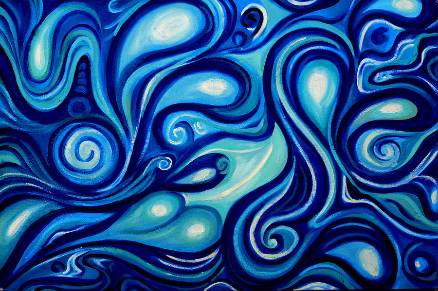 900x599 Best Choice Art Award Little Mermaid Blue Original Abstract Oil - Blue Painting Abstract