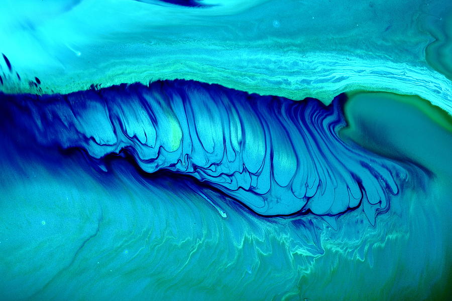 900x600 Blue Abstract Art Underwater Secrets Painting By Serg Wiaderny - Blue Painting Abstract