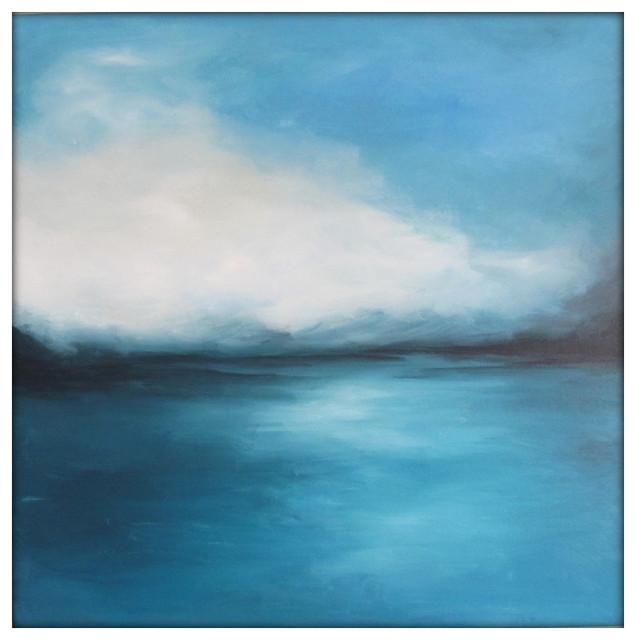 636x640 Large Abstract Painting On Canvas Modern Acrylic Skyline 36x36 - Blue Painting Abstract