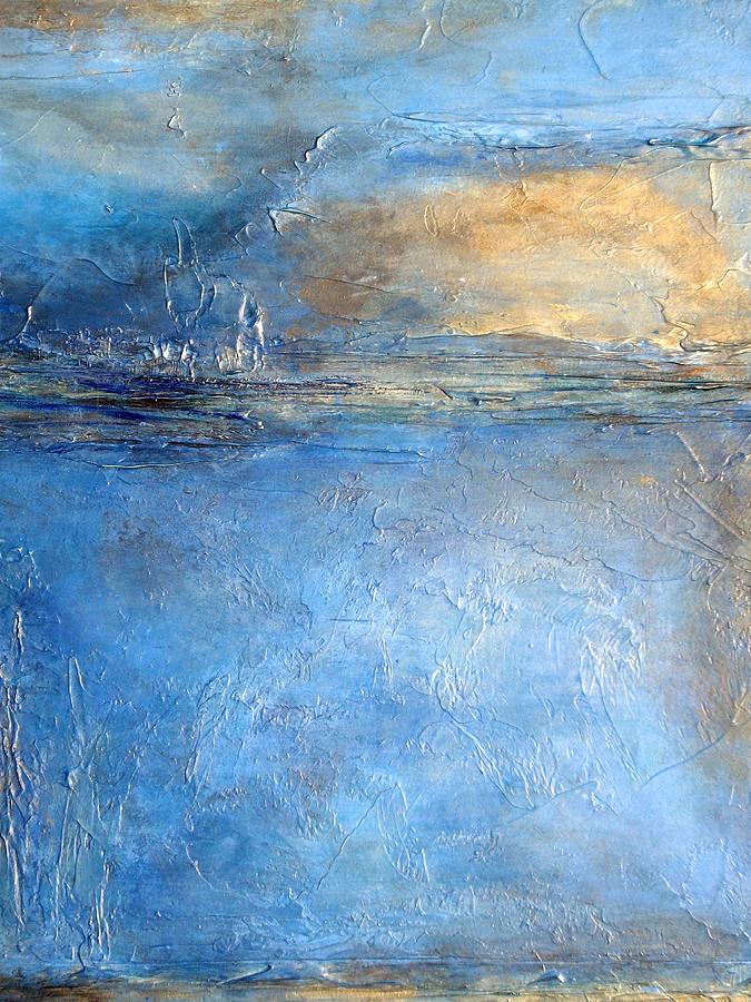 675x900 Transcend Abstract Blue Brown And Gold Textured Painting Painting - Blue Painting Abstract
