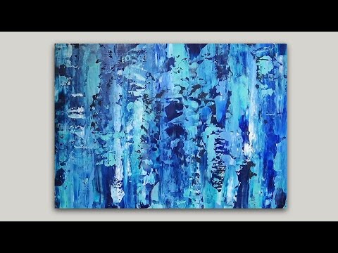 480x360 Abstract Painting In Acrylics Smearing Paint With A Palette - Blue Painting Abstract