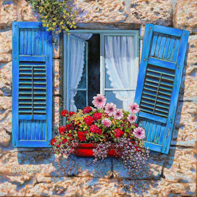 770x770 Saatchi Art Blue Window Original Oil Painting On Canvas - Blue Painting Canvas