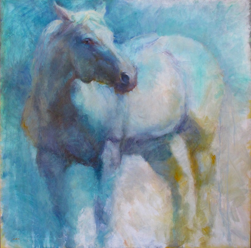 876x864 V . Vaughan Painting Blue Mare Oil On Canvas - Blue Painting Canvas