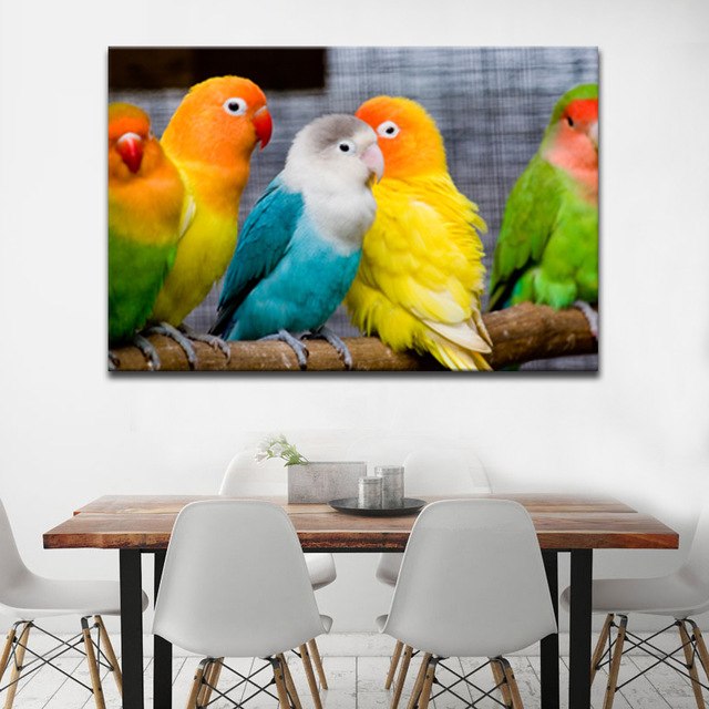 640x640 1 Pcs Blue Parrot Painting Print On Canvas Colorful Animals Art - Blue Parrot Painting