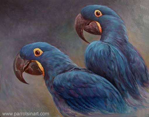 510x402 Parrots In Art - Blue Parrot Painting