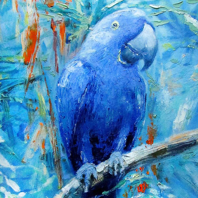 770x770 Saatchi Art Blue Parrot Painting By Inga Jurane - Blue Parrot Painting