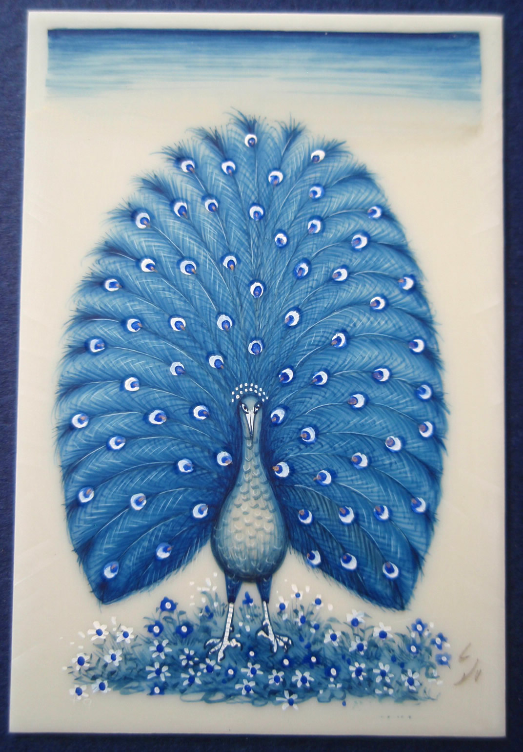 1072x1540 Saper Galleries Is The Source For Persian Miniature Paintings - Blue Peacock Painting