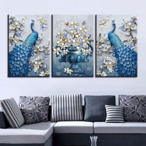 300x300 Blue Peacock Painting Modern Canvas Poster Wall Art Poster Home - Blue Peacock Painting
