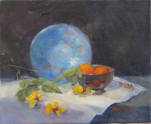 600x491 Blue Plate Special Painting By Marchita Priest - Blue Plate Special Painting