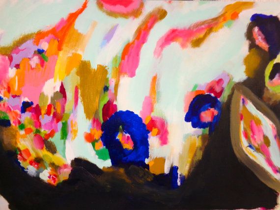 570x428 Art Abstract Huge 36 X 48 Susan Skelley Original Painting Colorful - Blue Plate Special Painting