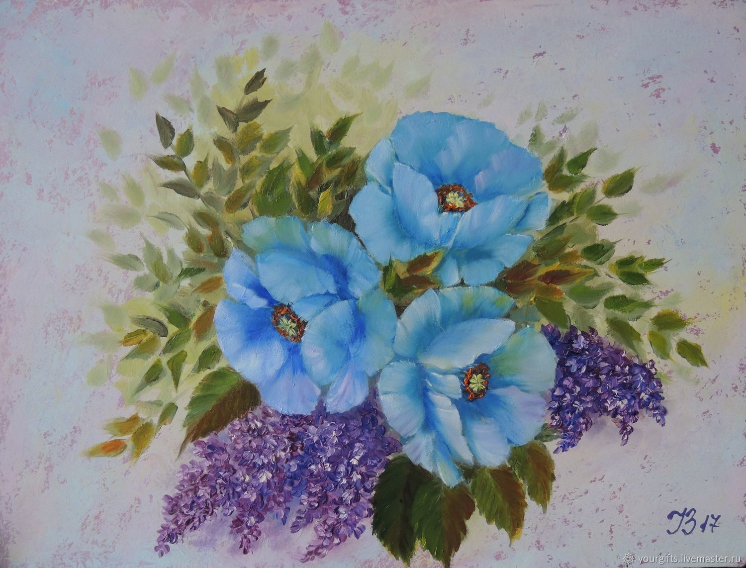 1500x1142 Blue Poppies Oil Painting Shop Online On Livemaster - Blue Poppies Painting