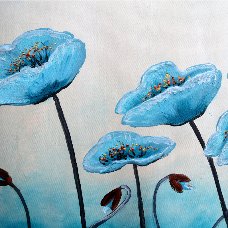 800x800 Ice Blue Poppies - Blue Poppies Painting